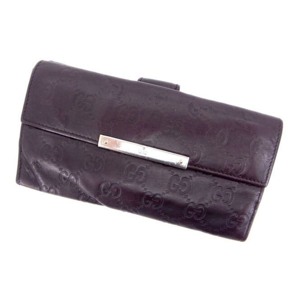 Gucci Wallet Purse Long Wallet Guccissima Brown Woman Authentic Used Y361